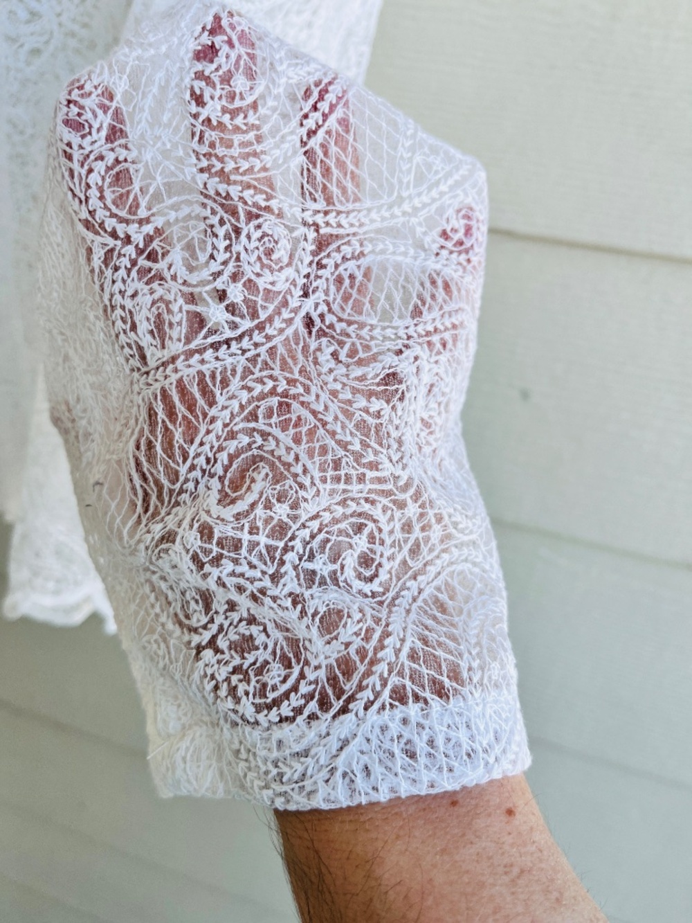Aqua Women's White Fully Lace Long Sleeve Cotton Blend Size M - Picture 11 of 14